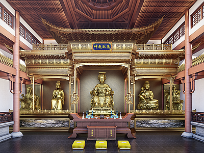 新中式中式寺庙建筑 圣母殿