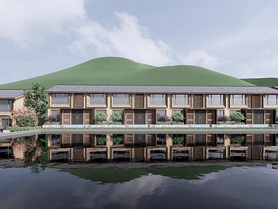 新中式民宿建筑 山地民宿建筑 滨水民宿建筑