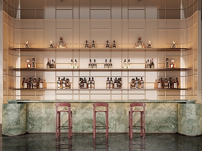 现代其他商业空间 现代酒店吧台 酒柜造型 柱子造型