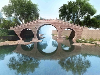 中式景观桥 拱桥 石桥 景区