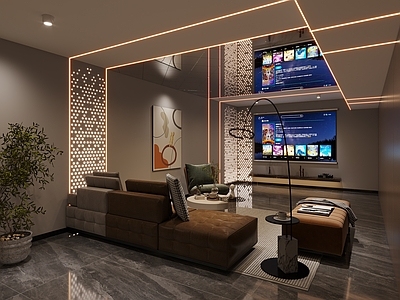 现代电影院 影音室 娱乐室 休闲空间