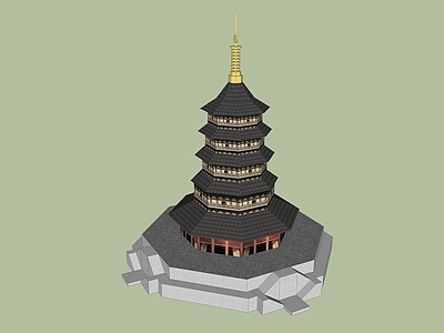 中式风格建筑 雷锋塔 塔 寺庙