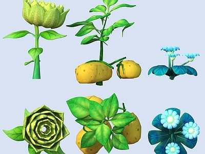 花草组合 卡通 植物 灌木
