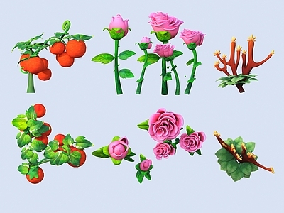 花草组合 卡通 植物 灌木
