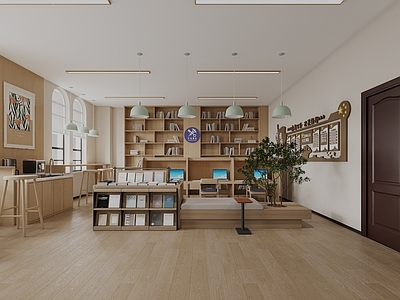 现代极简图书馆 阅览室 阅读室 休息阅读室 茶水间阅读 茶水间休息区