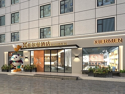现代酒店外观 民宿外观 酒店 门头设计 酒店门头