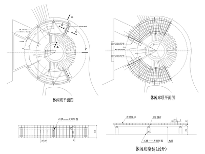 现代廊架 现代弧形廊 施工图