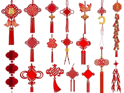新中式中国结 平安结 同心结 吊穗吊坠 红灯笼 新春新年小品 春节美陈 墙饰挂件
