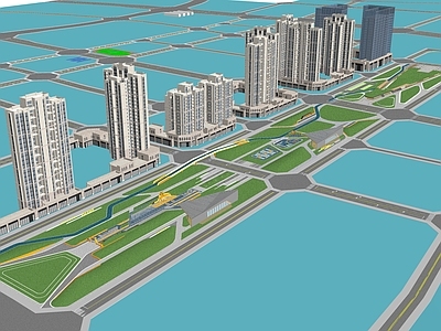现代景观公园 带状街边绿地公园 街心中央公园 线性公园景观 社区市民活动