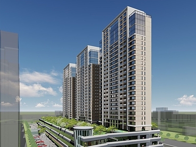现代简约商场建筑 商业高层 商业裙楼 商场门头 商业多层 下沉商业广创