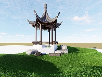 中式古建筑 古建 六角亭 结构