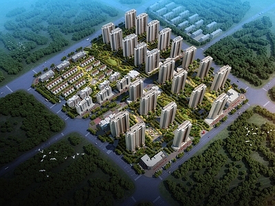 现代简约小区建筑 住宅建筑 小区建筑 沿街建筑 别墅建筑 高层多层别墅