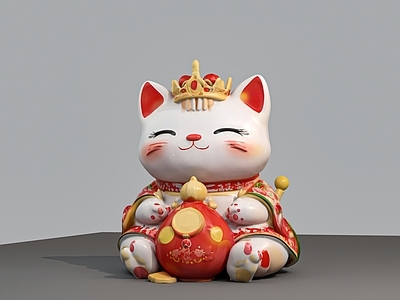 猫 猫咪 猫咪国王 招财猫 雕塑 摆件