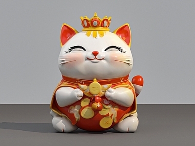 猫 猫咪 招财猫 猫咪国王 雕塑 摆件