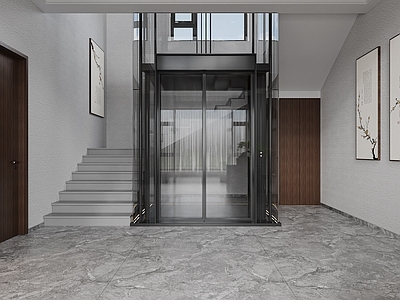 现代新中式其他家装 现代电梯间