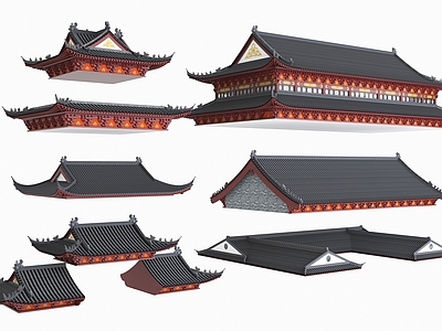 中式古建筑 屋檐 飞檐 斜屋面 寺庙 大殿