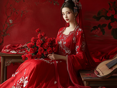 现代纸书本 国风婚纱照片