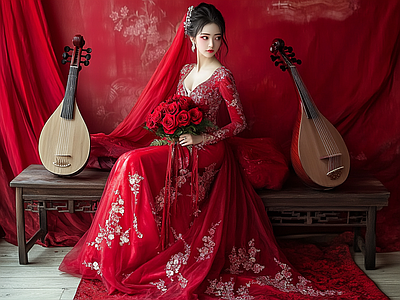 现代纸书本 国风婚纱照片