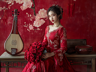 现代纸书本 国风婚纱照片