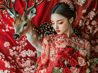 现代纸书本 国风婚纱照片