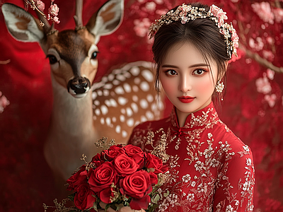 现代纸书本 国风婚纱照片