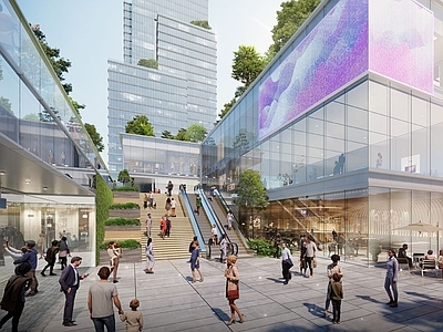 现代街道外景 商业街外景 商场中庭 商业广场 商业综合体