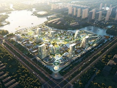 现代街道外景 商业街外景