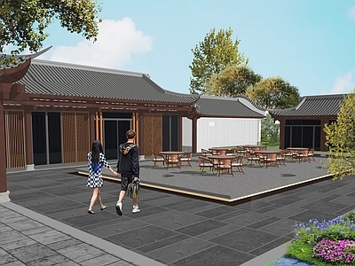 新中式现代古建筑 坡屋顶建筑 中式仿古建筑 新中式商业建筑 新中式会所景观场 禅意风格景观建筑