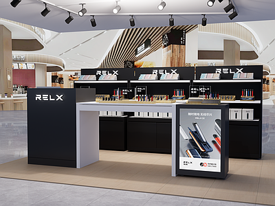 现代极简烟酒店 RELX门店展台 展台 超市 RELV 柜台