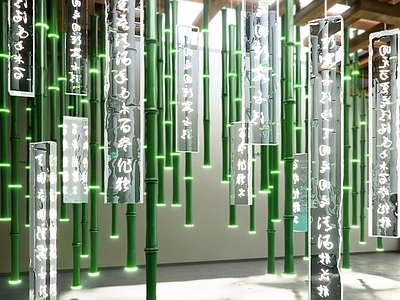 现代艺术装置 现代室内装置造景 悬挂装置 网红装置 竹节 空间装置