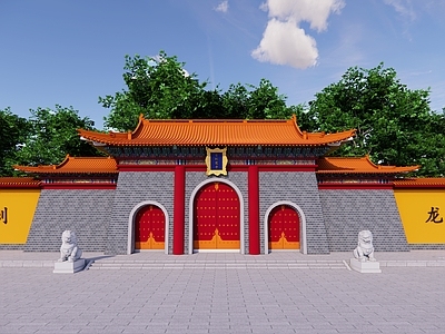 中式古建筑 寺庙 大雄宝殿