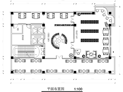 现代书店 老年书店设计平面 书店设计平面图 阅读室设计平面图 施工图