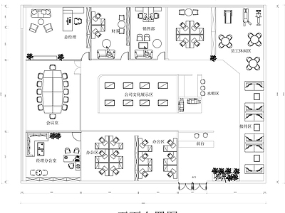 现代整体办公空间 办公室设计平面图 办公空间平面图 设计公司平面图 施工图
