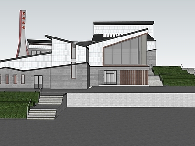 新中式展览馆建筑 展览馆
