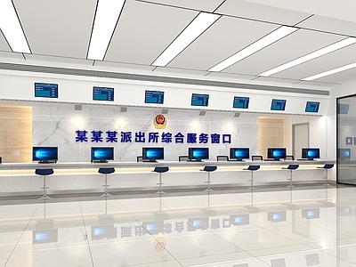 现代办公大厅 办事大厅 服务大厅 接待台 电脑 办公大厅
