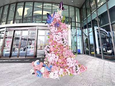 现代美陈 美陈 鲜花瀑布 鲜花美陈 鲜花蝴蝶