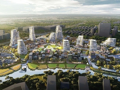 现代街道外景 智慧产业园 商业综合体 现代产业园 商业楼 商场