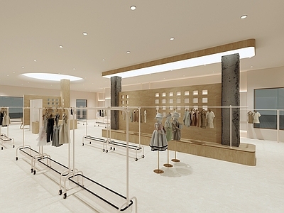 现代奶油服装店 女装店 儿童店 男装店 鞋店 卡通服饰货架