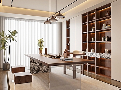 现代中古茶室 茶桌椅组合