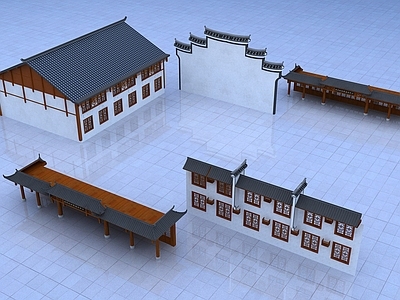 现代中式乡村民房 中式古建门窗