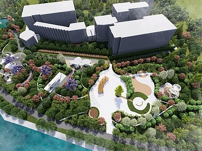 现代简约滨水景观 码头 滨水公园 校园景观 住宅区景观 亲水公园
