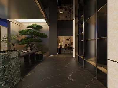 新中式足浴店 前台 收银台 接待大厅