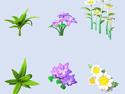 花草组合 卡通 植物 灌木