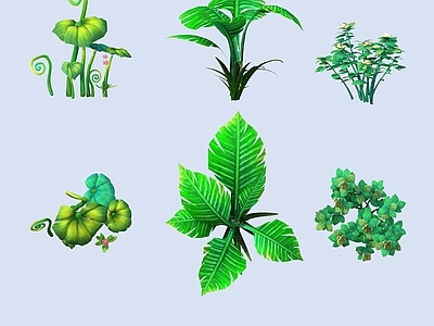 花草组合 卡通 植物 灌木