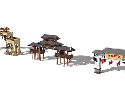 现代新中式入口大门 厂区入口大门 小区入口大门 公园入口大门 景区入口大门