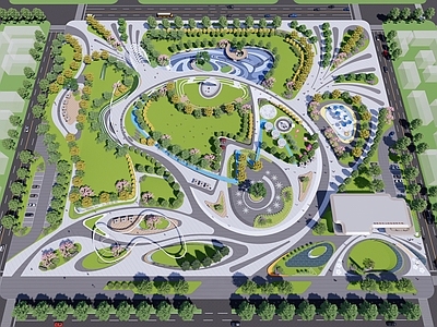 现代景观公园 现代公园 城市景观 活动中心 现代景观