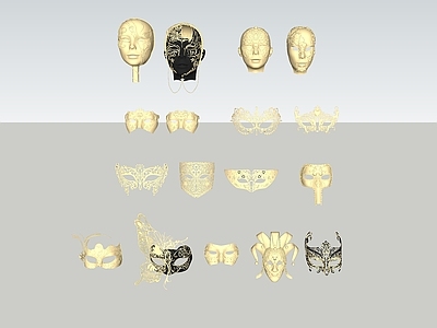 首饰 面具 欧式花纹 面具装置雕塑