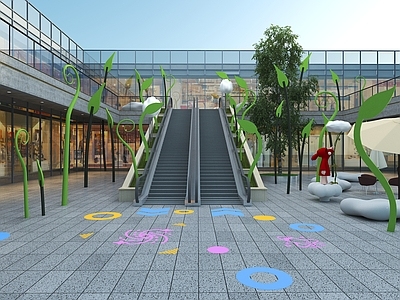 现代台阶景观 现代自动扶梯 台阶景观 特色商业广场 创意商业外摆