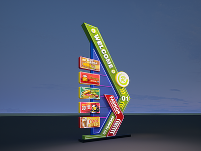 现代极简商场建筑 广告牌 标识牌 雕塑 商业街 精神堡垒