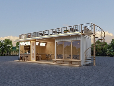 现代风格建筑 集装箱咖啡店 集装箱奶茶店 集装箱小吃店 集装箱烧烤店